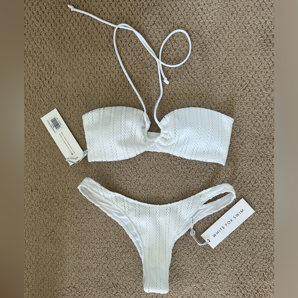 BRAND NEW NEVER WORN white fox bikini swim set